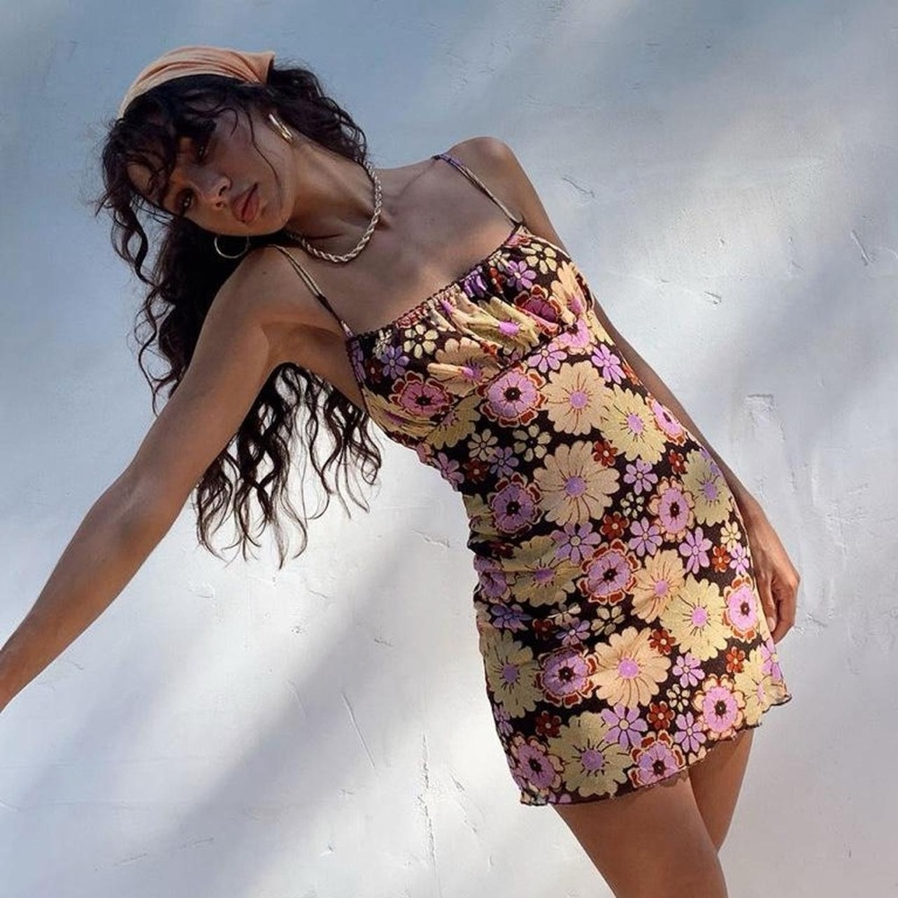 Princess Polly Brown Floral Dress🧸🌸